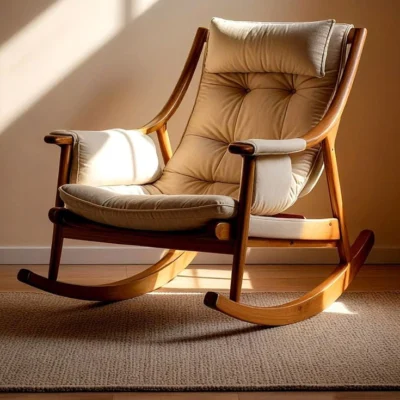 Sculptural Solid Wood Rocking Chair - FF-RC002
