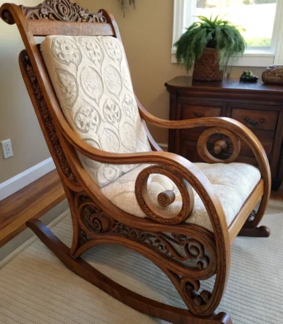 Sculptural Solid Wood Rocking Chair - FF-RC004