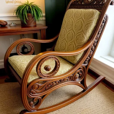 Sculptural Solid Wood Rocking Chair - FF-RC006