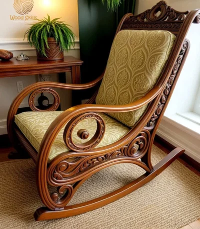 Sculptural Solid Wood Rocking Chair - FF-RC006
