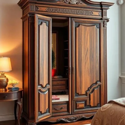 Modern Wooden Almirah | Elegant Bedroom Wardrobe & Storage Cabinet – FF-WA0016