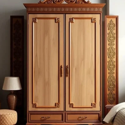 Modern Wooden Almirah | Elegant Bedroom Wardrobe & Storage Cabinet-FF-WA0022