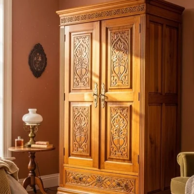 Modern Wooden Almirah | Elegant Bedroom Wardrobe & Storage Cabinet