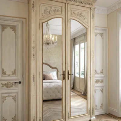 Modern Wooden Almirah | Elegant Bedroom Wardrobe & Storage Cabinet-FF-WA0026
