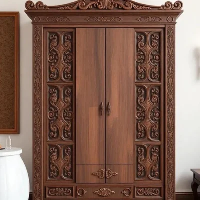 Modern Wooden Almirah | Elegant Bedroom Wardrobe & Storage Cabinet-FF-WA0027