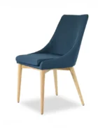 Sculpted Navy Fabric & Wooden Dining Chairs - FF-C007