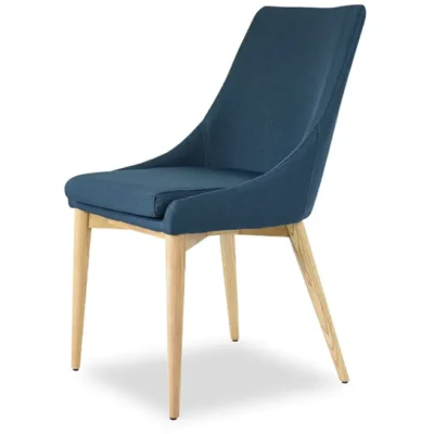 Sculpted Navy Fabric & Wooden Dining Chairs - FF-C007